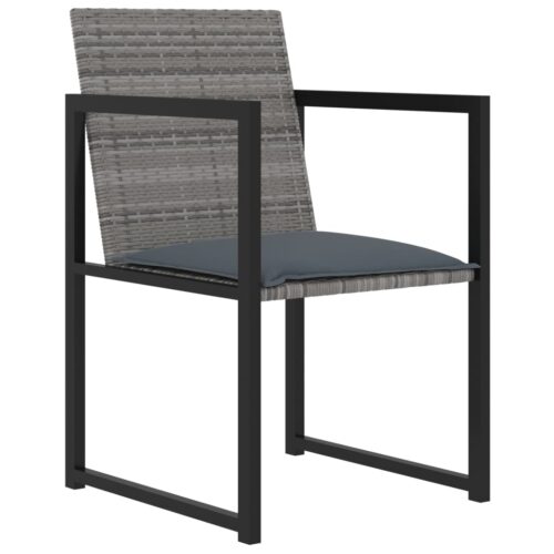 7-Piece Outdoor Dining Set with Cushions Poly Rattan Wicker Outdoor Patio Furniture Grey - Image 3