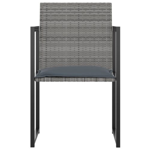 7-Piece Outdoor Dining Set with Cushions Poly Rattan Wicker Outdoor Patio Furniture Grey - Image 4