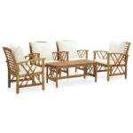 5-Piece Garden Lounge Set with Cushions Acacia Wood Timber Outdoor Patio Furniture
