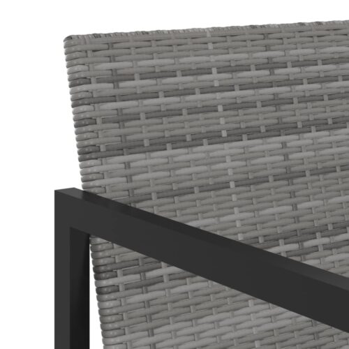 7-Piece Outdoor Dining Set with Cushions Poly Rattan Wicker Outdoor Patio Furniture Grey - Image 6