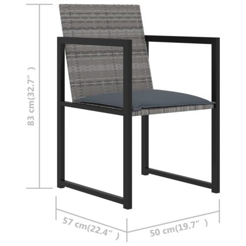 7-Piece Outdoor Dining Set with Cushions Poly Rattan Wicker Outdoor Patio Furniture Grey - Image 9