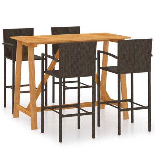 5-Piece Garden Bar Set Brown