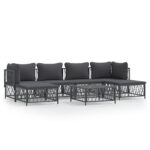 7-Piece Garden Lounge Set with Cushions Anthracite Steel Outdoor Patio Lounge Furniture