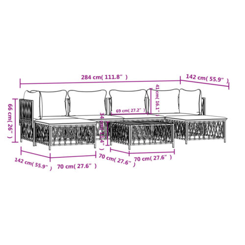7-Piece Garden Lounge Set with Cushions Anthracite Steel Outdoor Patio Lounge Furniture - Image 10