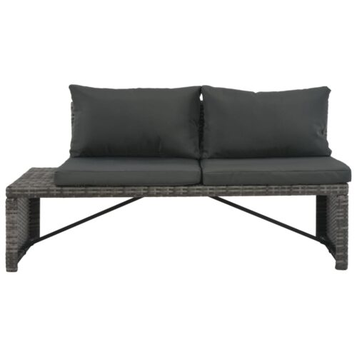 3-Piece Garden Lounge Set with Cushions Poly Rattan Grey - Image 2
