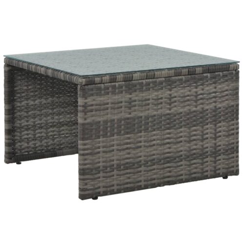 3-Piece Garden Lounge Set with Cushions Poly Rattan Grey - Image 4