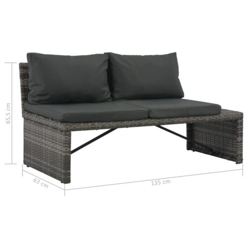 3-Piece Garden Lounge Set with Cushions Poly Rattan Grey - Image 7