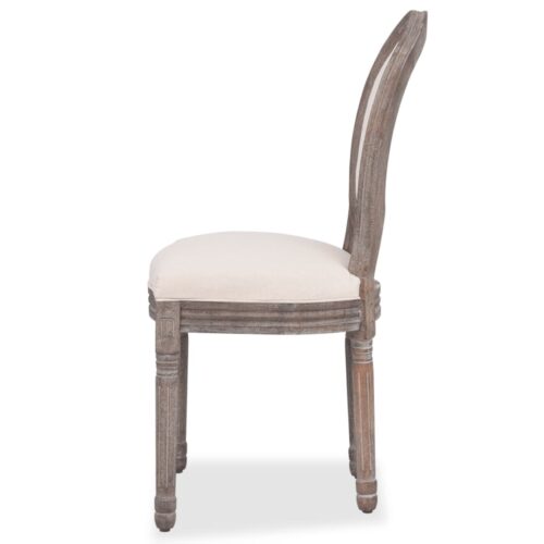 Dining Chairs 6pcs Cream Fabric - Image 4
