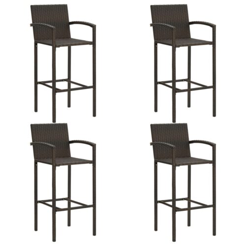 5-Piece Garden Bar Set Poly Rattan Wicker Outdoor Patio Furniture Brown - Image 7