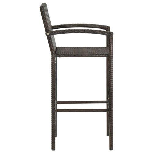 5-Piece Garden Bar Set Poly Rattan Wicker Outdoor Patio Furniture Brown - Image 10