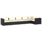 6-Piece Garden Lounge Set with Cushions Poly Rattan Wicker Outdoor Patio Furniture Black