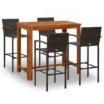 5-Piece Garden Bar Set Brown