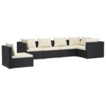 6-Piece Garden Lounge Set with Cushions Poly Rattan Wicker Outdoor Patio Furniture Black