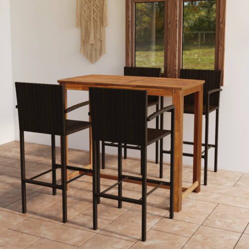 5-Piece Garden Bar Set Brown - Image 12