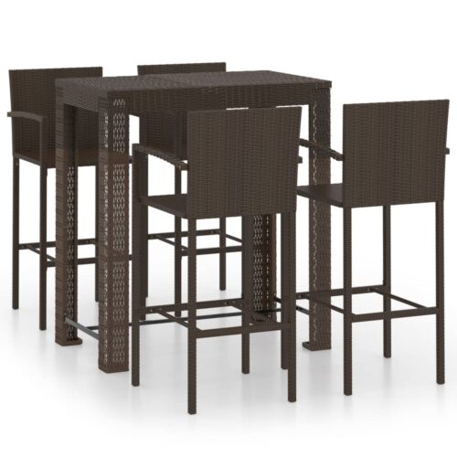 5-Piece Outdoor Bar Set Garden Patio Dining Stools Chairs Wicker Table Furniture