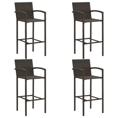 5-Piece Outdoor Bar Set Garden Patio Dining Stools Chairs Wicker Table Furniture - Image 3