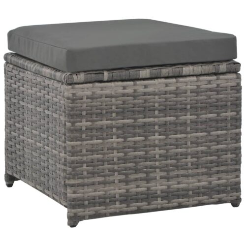 7-Piece Outdoor Dining Set with Cushions Poly Rattan Wicker Outdoor Patio Furniture Grey - Image 4