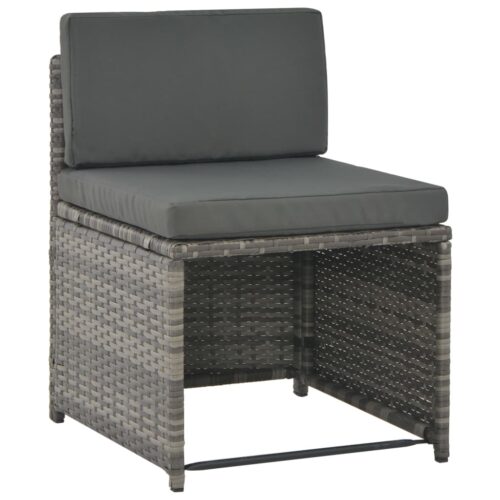 7-Piece Outdoor Dining Set with Cushions Poly Rattan Wicker Outdoor Patio Furniture Grey - Image 5