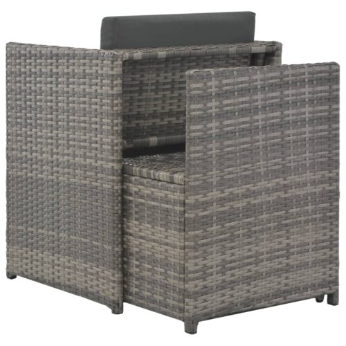 7-Piece Outdoor Dining Set with Cushions Poly Rattan Wicker Outdoor Patio Furniture Grey - Image 7