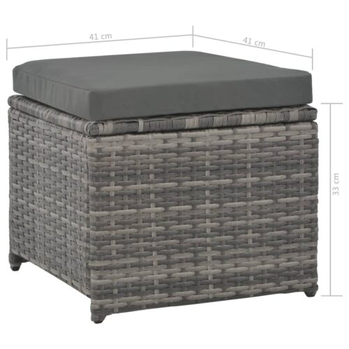 7-Piece Outdoor Dining Set with Cushions Poly Rattan Wicker Outdoor Patio Furniture Grey - Image 11