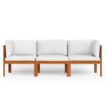 3-Seater Garden Sofa with Cushion Acacia Wood Timber Outdoor Patio Furniture