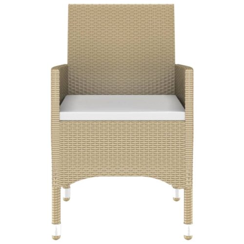 7-Piece Garden Dining Set Poly Rattan Wicker Outdoor Patio Furniture Tempered Glass Beige - Image 4