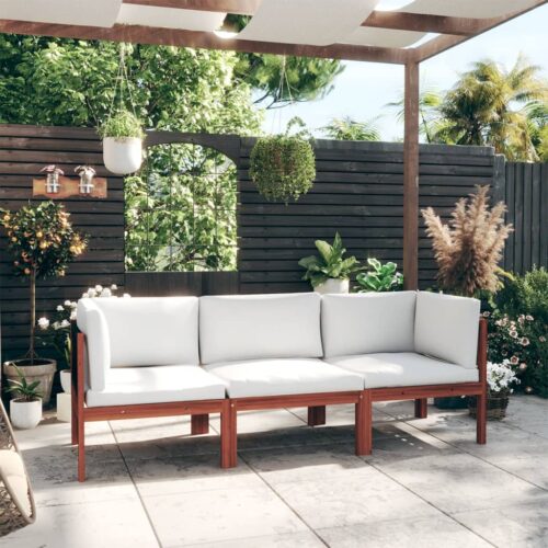 3-Seater Garden Sofa with Cushion Acacia Wood Timber Outdoor Patio Furniture - Image 12