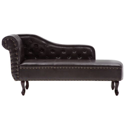 Chaise Longue Dark Brown Faux Leather - Image 3
