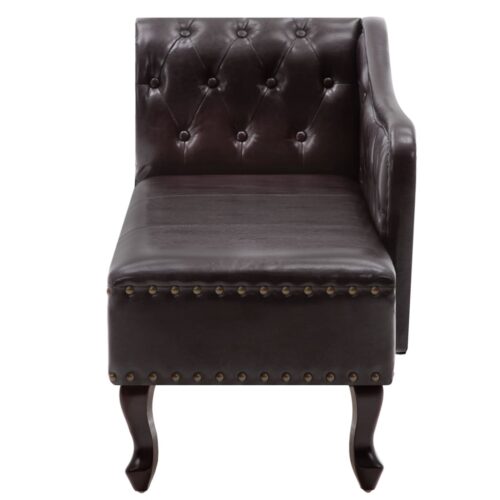 Chaise Longue Dark Brown Faux Leather - Image 4