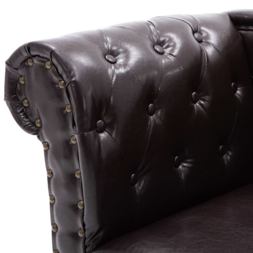 Chaise Longue Dark Brown Faux Leather - Image 5