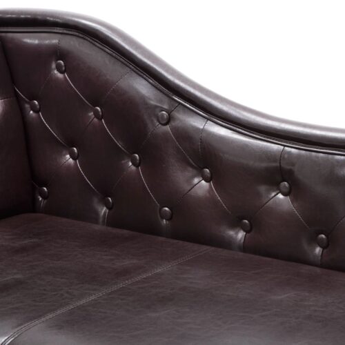 Chaise Longue Dark Brown Faux Leather - Image 6