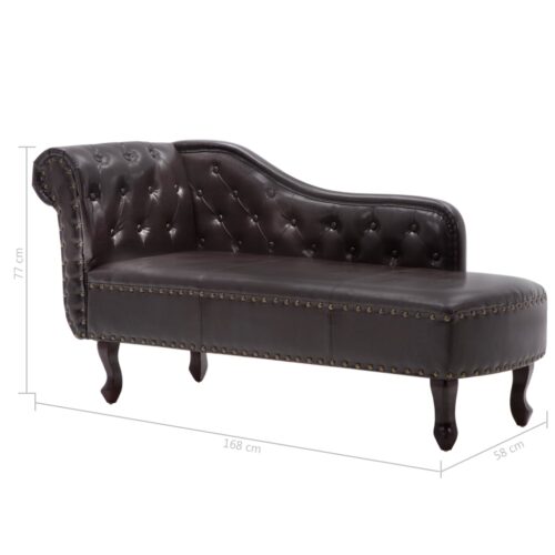 Chaise Longue Dark Brown Faux Leather - Image 8