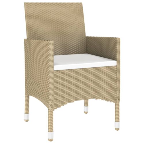 7-Piece Garden Dining Set Poly Rattan Wicker Outdoor Patio Furniture Tempered Glass Beige - Image 3