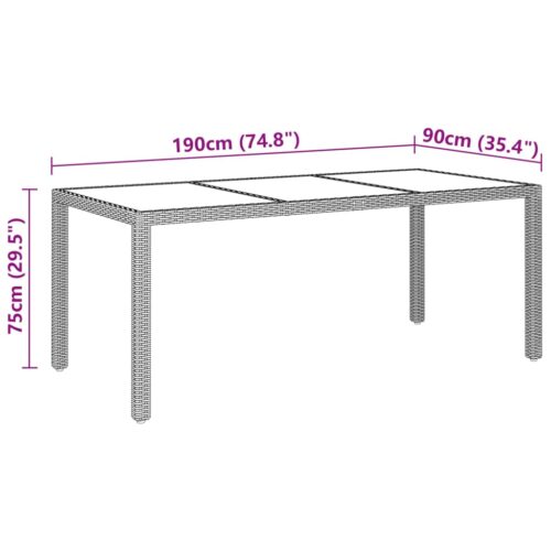 7-Piece Garden Dining Set Poly Rattan Wicker Outdoor Patio Furniture Tempered Glass Beige - Image 8