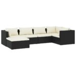 6-Piece Garden Lounge Set with Cushions Poly Rattan Wicker Outdoor Patio Furniture Black