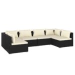 6-Piece Garden Lounge Set with Cushions Poly Rattan Wicker Outdoor Patio Furniture Black