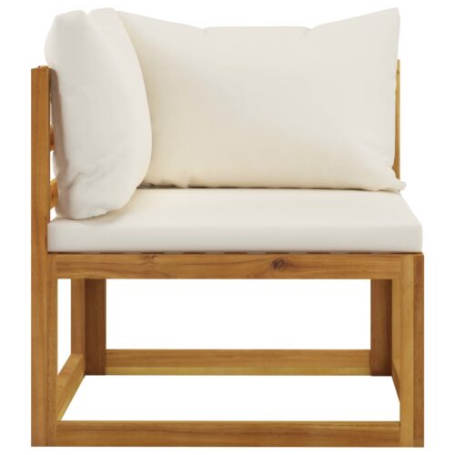 5-Piece Garden Lounge Set with Cushion Cream Acacia Wood Timber Outdoor Patio Furniture - Image 6