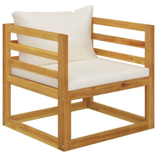 5-Piece Garden Lounge Set with Cushion Cream Acacia Wood Timber Outdoor Patio Furniture - Image 8