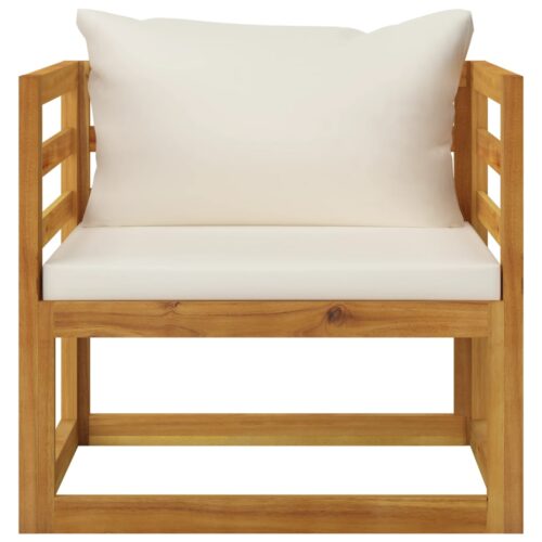 5-Piece Garden Lounge Set with Cushion Cream Acacia Wood Timber Outdoor Patio Furniture - Image 9
