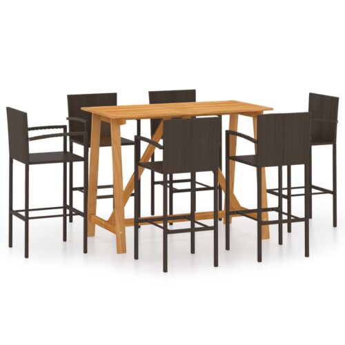 7-Piece Garden Bar Set Brown