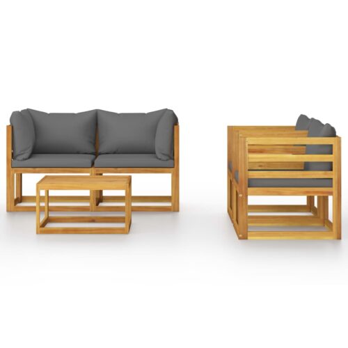 5-Piece Garden Lounge Set with Cushion Acacia Wood Timber Outdoor Patio Furniture - Image 3