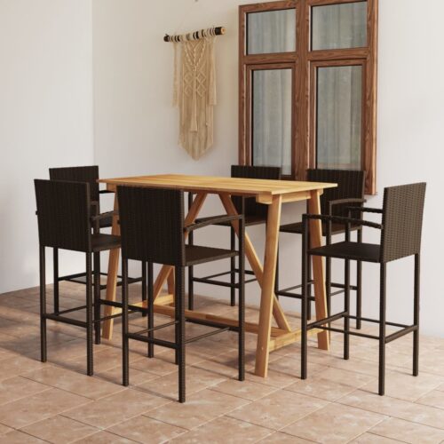 7-Piece Garden Bar Set Brown - Image 12