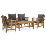 5-Piece Garden Lounge Set with Cushions Acacia Wood Timber Outdoor Patio Furniture (310255+2x310258)