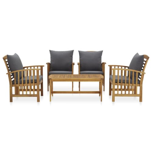 5-Piece Garden Lounge Set with Cushions Acacia Wood Timber Outdoor Patio Furniture (310255+2x310258) - Image 2