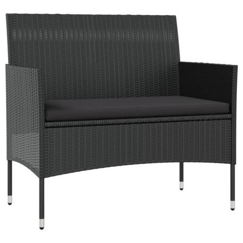 8-Piece Garden Lounge Set with Cushions Poly Rattan Wicker Outdoor Patio Furniture Black - Image 3