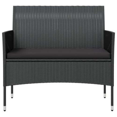 8-Piece Garden Lounge Set with Cushions Poly Rattan Wicker Outdoor Patio Furniture Black - Image 4