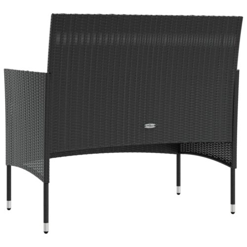 8-Piece Garden Lounge Set with Cushions Poly Rattan Wicker Outdoor Patio Furniture Black - Image 5