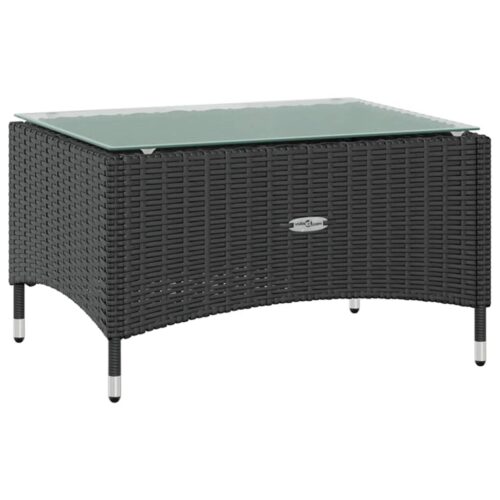 8-Piece Garden Lounge Set with Cushions Poly Rattan Wicker Outdoor Patio Furniture Black - Image 9