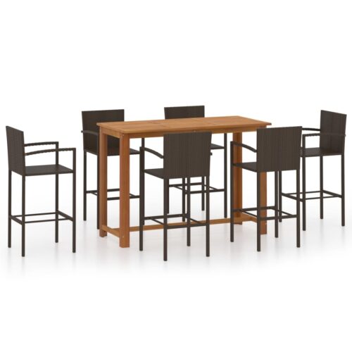 7-Piece Garden Bar Set Brown