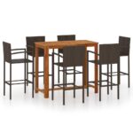 7-Piece Garden Bar Set Brown